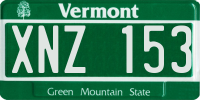 VT license plate XNZ153