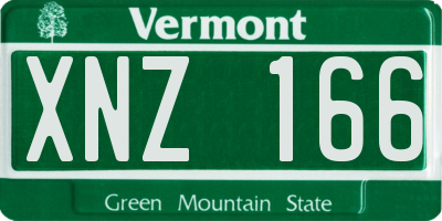 VT license plate XNZ166