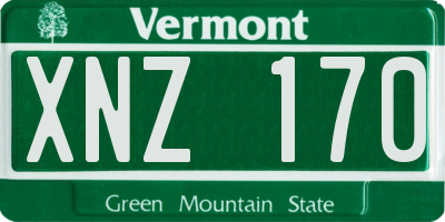 VT license plate XNZ170