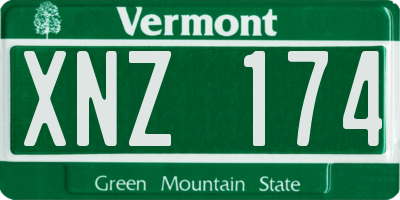VT license plate XNZ174