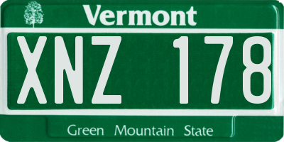 VT license plate XNZ178