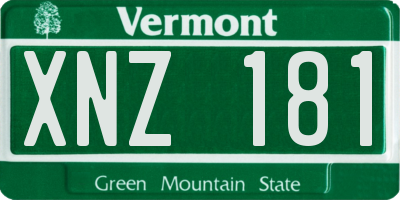 VT license plate XNZ181