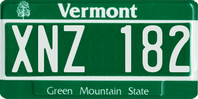 VT license plate XNZ182