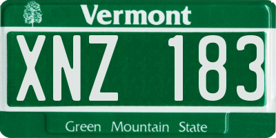 VT license plate XNZ183