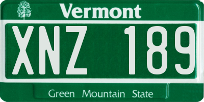 VT license plate XNZ189