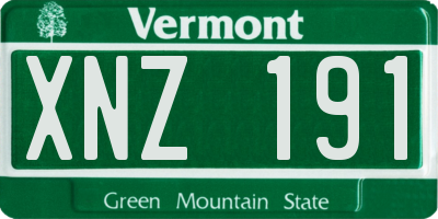 VT license plate XNZ191