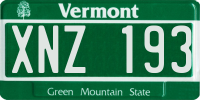 VT license plate XNZ193