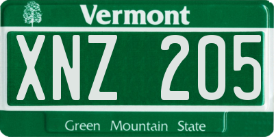 VT license plate XNZ205