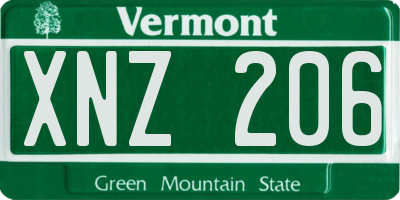 VT license plate XNZ206