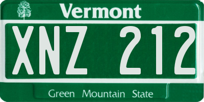 VT license plate XNZ212