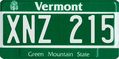 VT license plate XNZ215