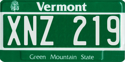 VT license plate XNZ219