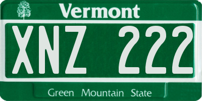 VT license plate XNZ222
