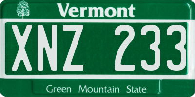 VT license plate XNZ233