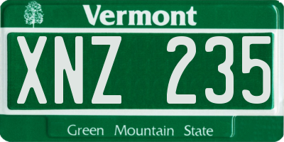 VT license plate XNZ235