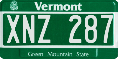VT license plate XNZ287