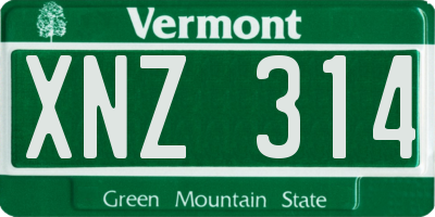 VT license plate XNZ314