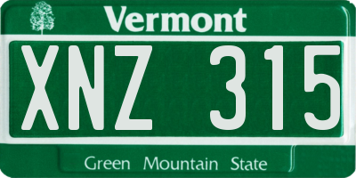 VT license plate XNZ315