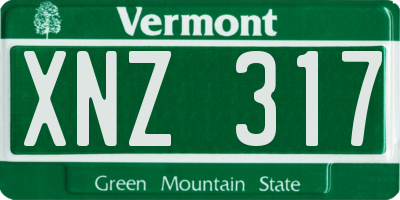 VT license plate XNZ317