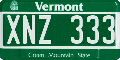 VT license plate XNZ333