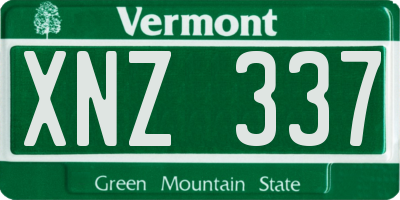 VT license plate XNZ337