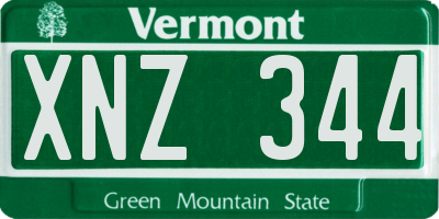 VT license plate XNZ344