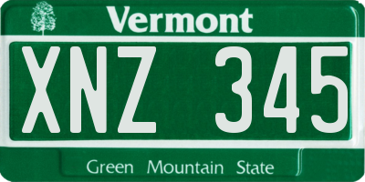 VT license plate XNZ345