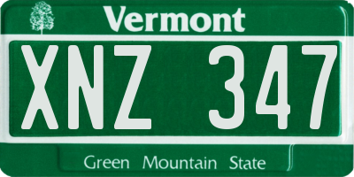 VT license plate XNZ347