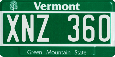 VT license plate XNZ360