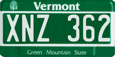 VT license plate XNZ362