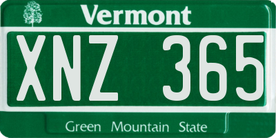 VT license plate XNZ365