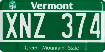 VT license plate XNZ374