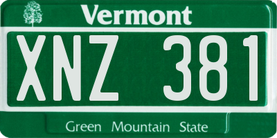 VT license plate XNZ381
