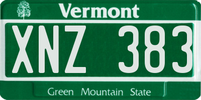 VT license plate XNZ383