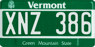 VT license plate XNZ386