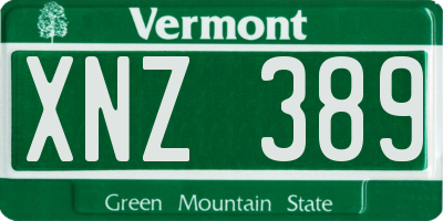 VT license plate XNZ389