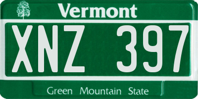 VT license plate XNZ397