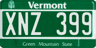 VT license plate XNZ399