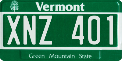 VT license plate XNZ401