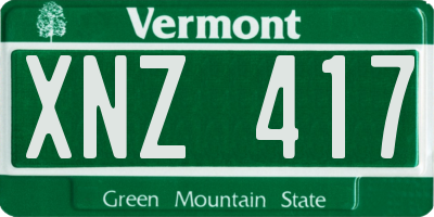 VT license plate XNZ417