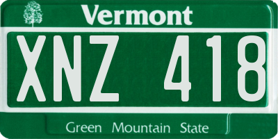 VT license plate XNZ418