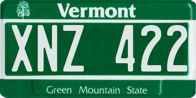 VT license plate XNZ422