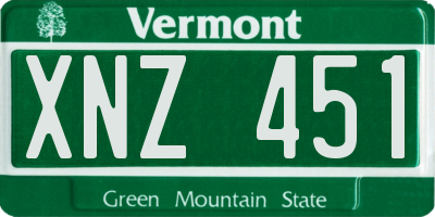 VT license plate XNZ451