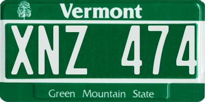 VT license plate XNZ474