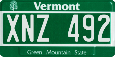 VT license plate XNZ492