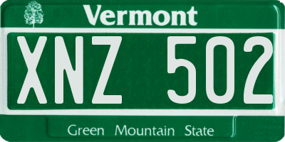 VT license plate XNZ502