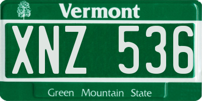 VT license plate XNZ536