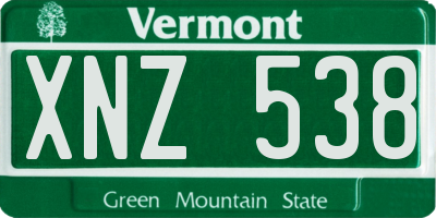 VT license plate XNZ538