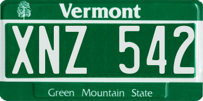 VT license plate XNZ542