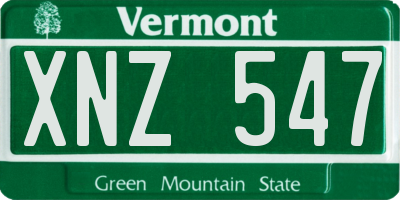 VT license plate XNZ547